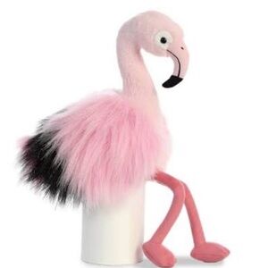 Luxe Pink Flamingo Plush Bird Toy with Black Tail Accent